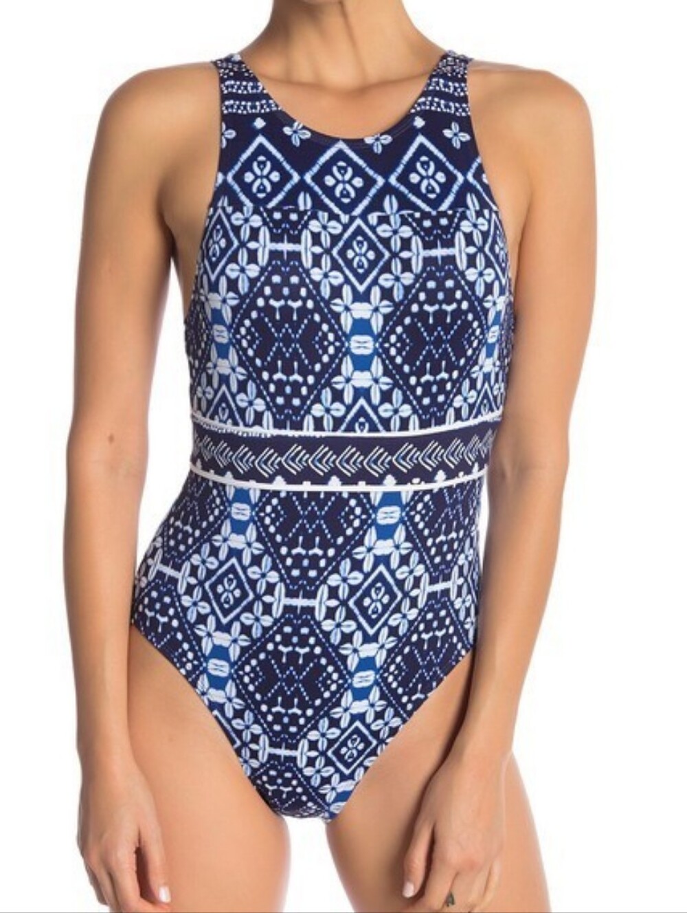 Tommy Bahama Indigo Cowrie One Piece Swimsuit Womens Size 6 Blue White TSW20250P